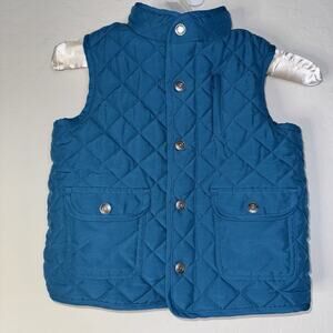Janie and Jack Girls Vest Quilted Turquoise Blue Pockets Outdoors Play Size 4-5